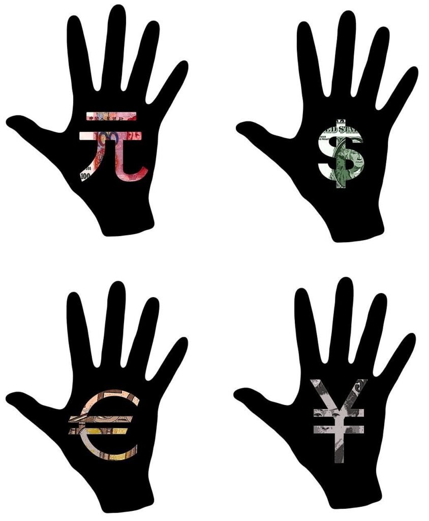 hand, dollar, yen, euro, yuan, cash, money, exchange, silhouette, trade, countries, china, usa, japan, europe, european, yen, yuan, yuan, yuan, yuan, yuan
